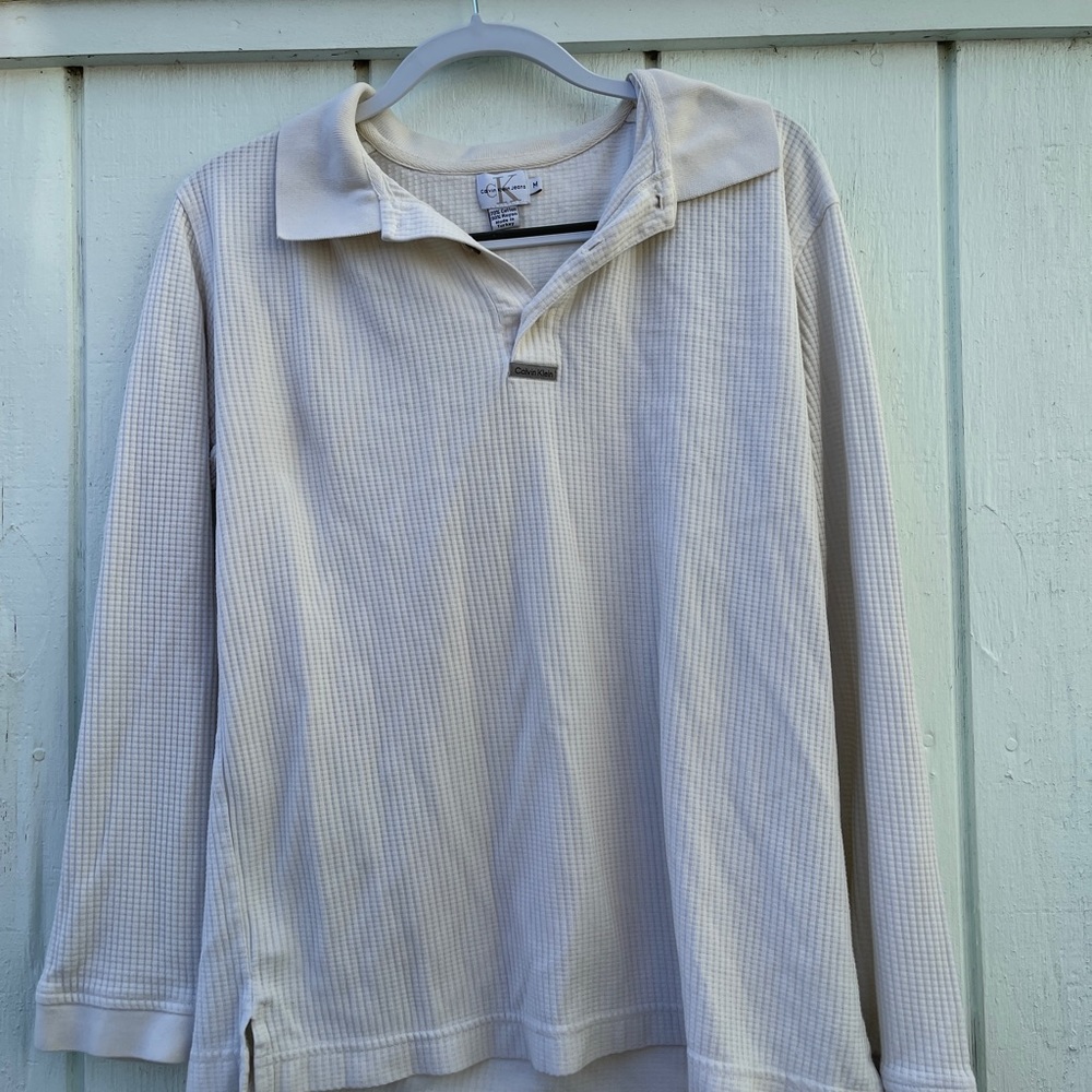Calvin Klein Jeans, Medium, White, collared sweater